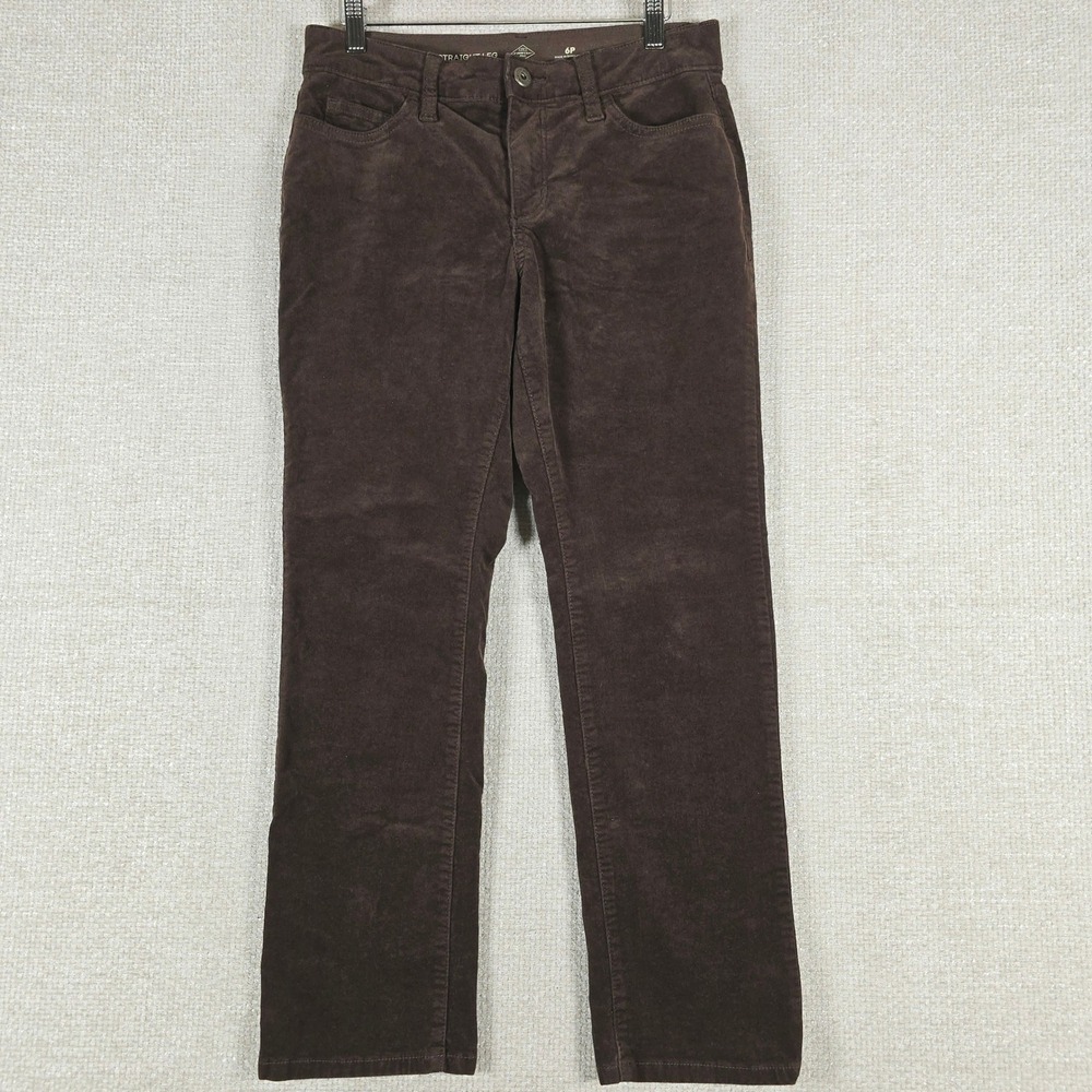 St Johns Bay Womens Brown Corduroy Straight Leg Pants 6P Petite 5E12D1‎